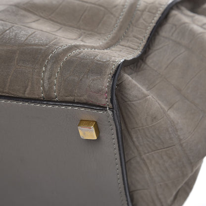 Celine Crocodile Embossed Nubuck Medium Phantom Luggage Grey 13 of 16