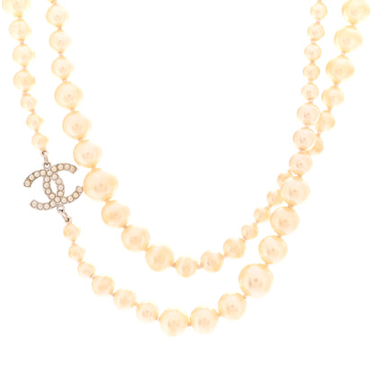 Chanel Graduated Pearl CC Long Necklace Silver 4 of 6
