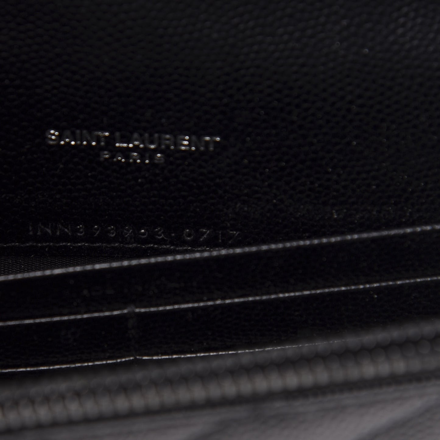 Grain De Poudre Matelasse Chevron Monogram Envelope Chain Wallet Black