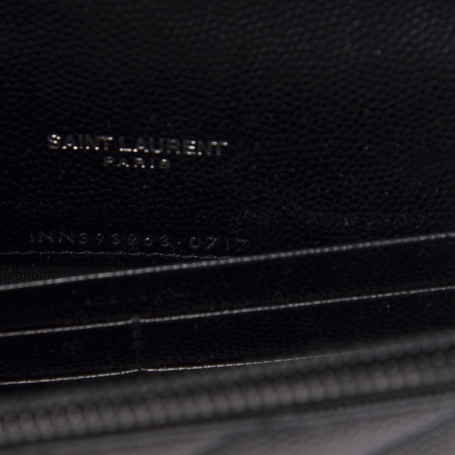 Saint Laurent Grain De Poudre Matelasse Chevron Monogram Envelope Chain Wallet Black 9 of 10