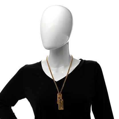 Chanel ID Dog Tag Charm Necklace Gold 2 of 4