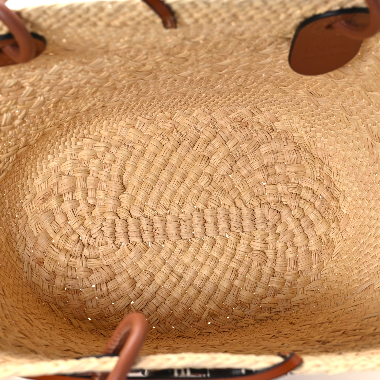 Loewe Calfskin Raffia Paulas Ibiza Small Anagram Basket Tote Bag Natural Tan 5 of 11