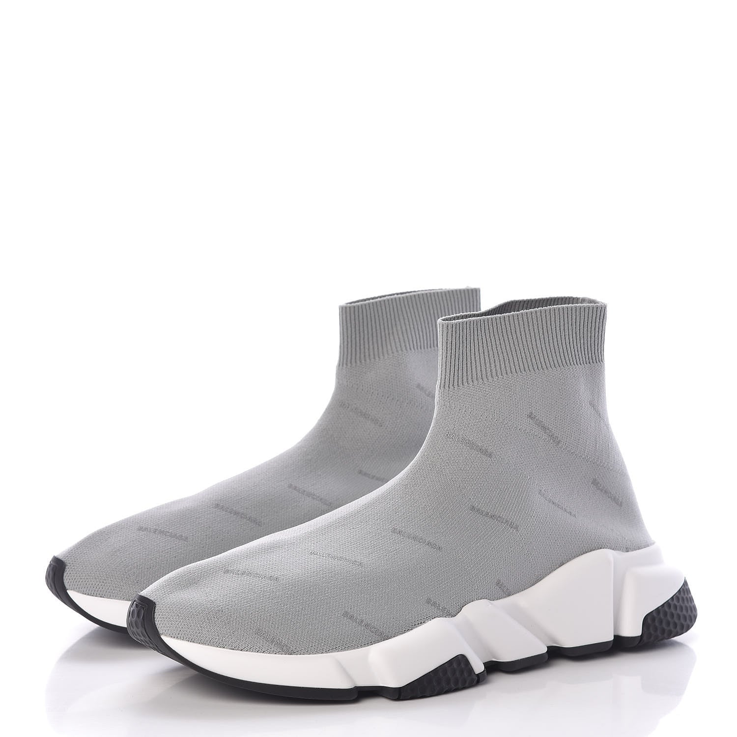 Balenciaga Neoprene Knit Allover Logo Mens Speed Sneakers 43 Grey 3 of 7