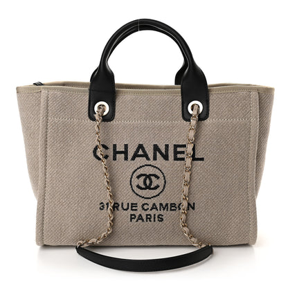 Chanel Mixed Fibers Small Deauville Tote Beige Black 3 of 11