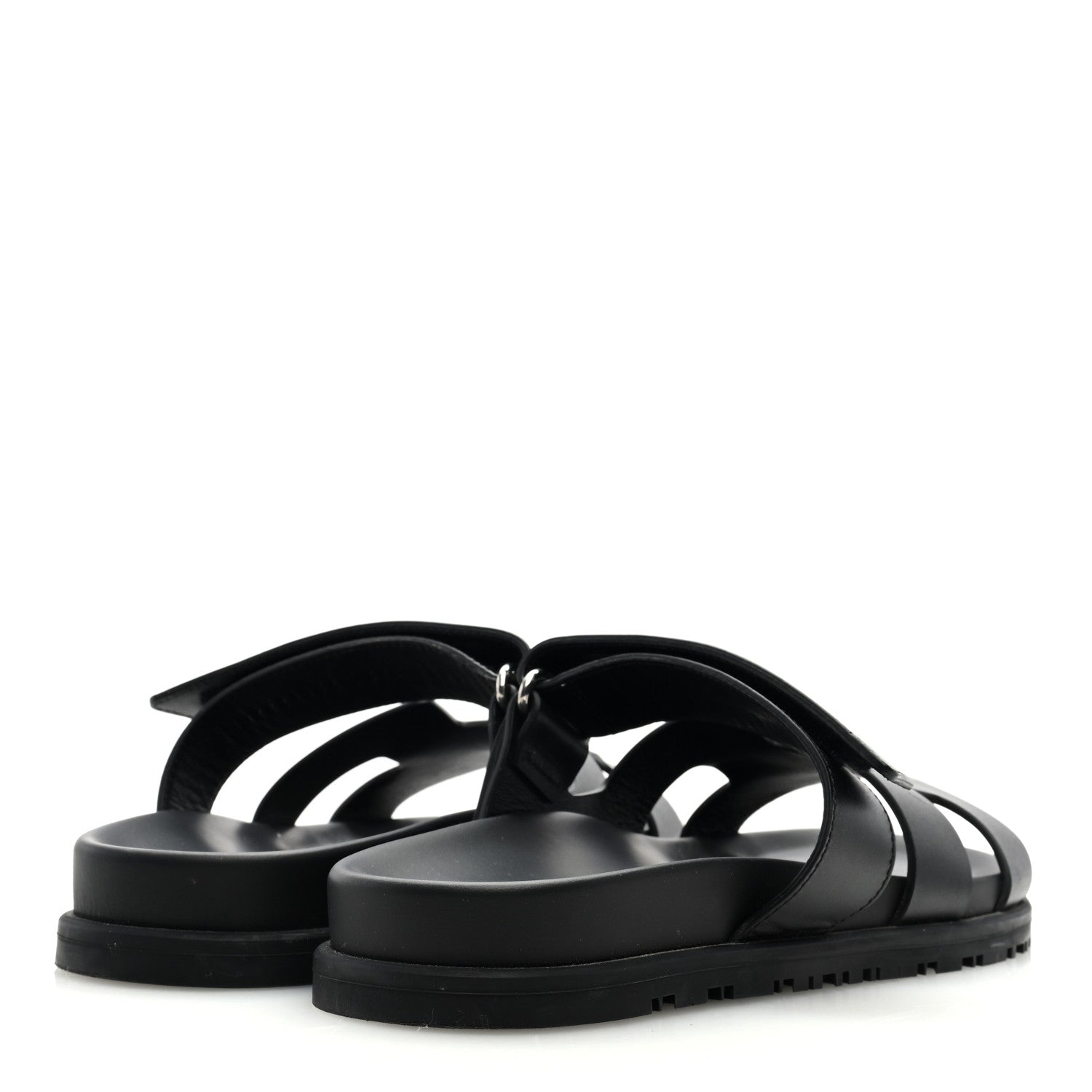 Hermes Calfskin Womens Chypre Sandals 37.5 Black 4 of 8