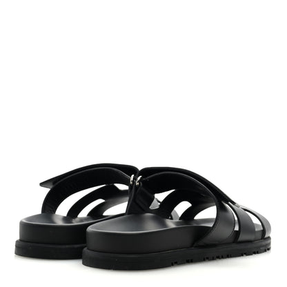 Hermes Calfskin Womens Chypre Sandals 37.5 Black 4 of 8