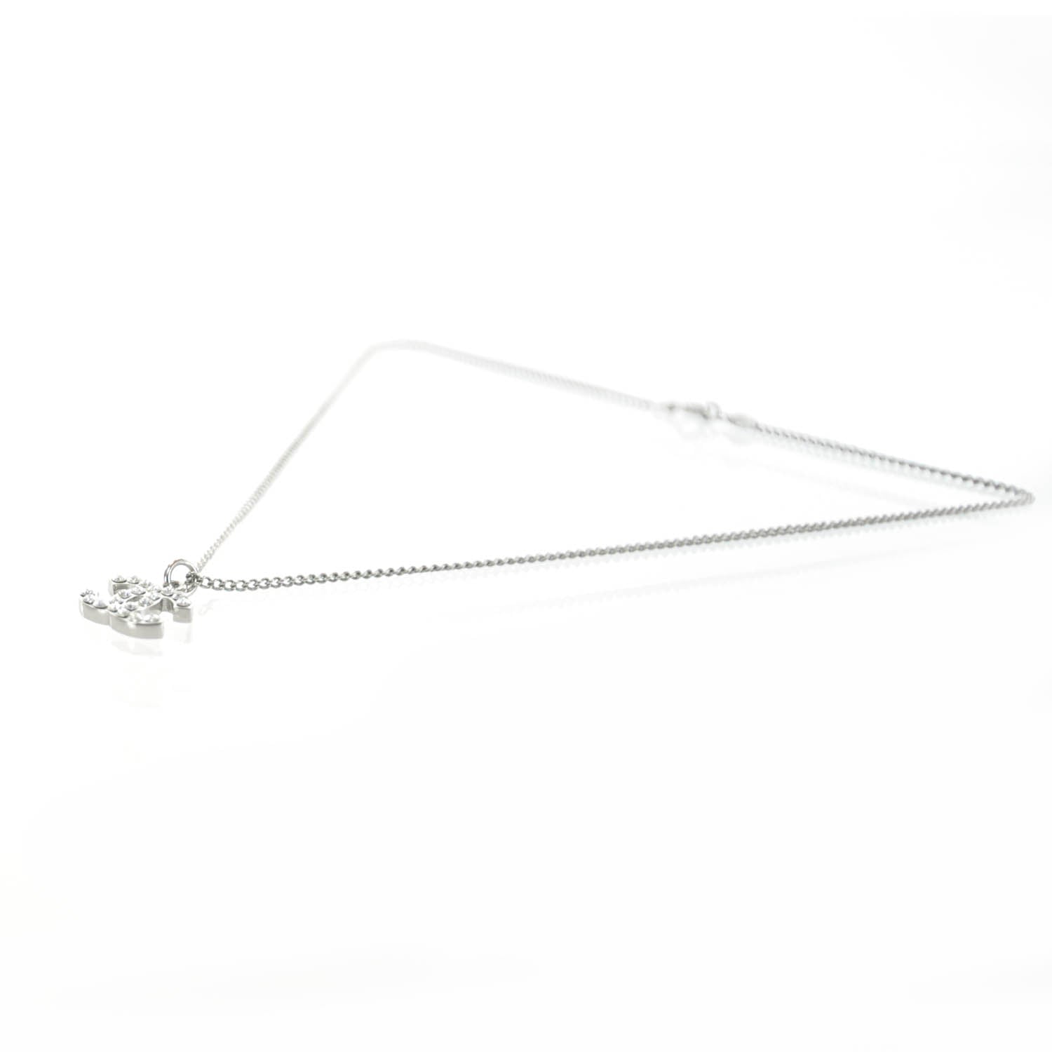 Chanel Swarovski Crystal CC Necklace Silver 3 of 5