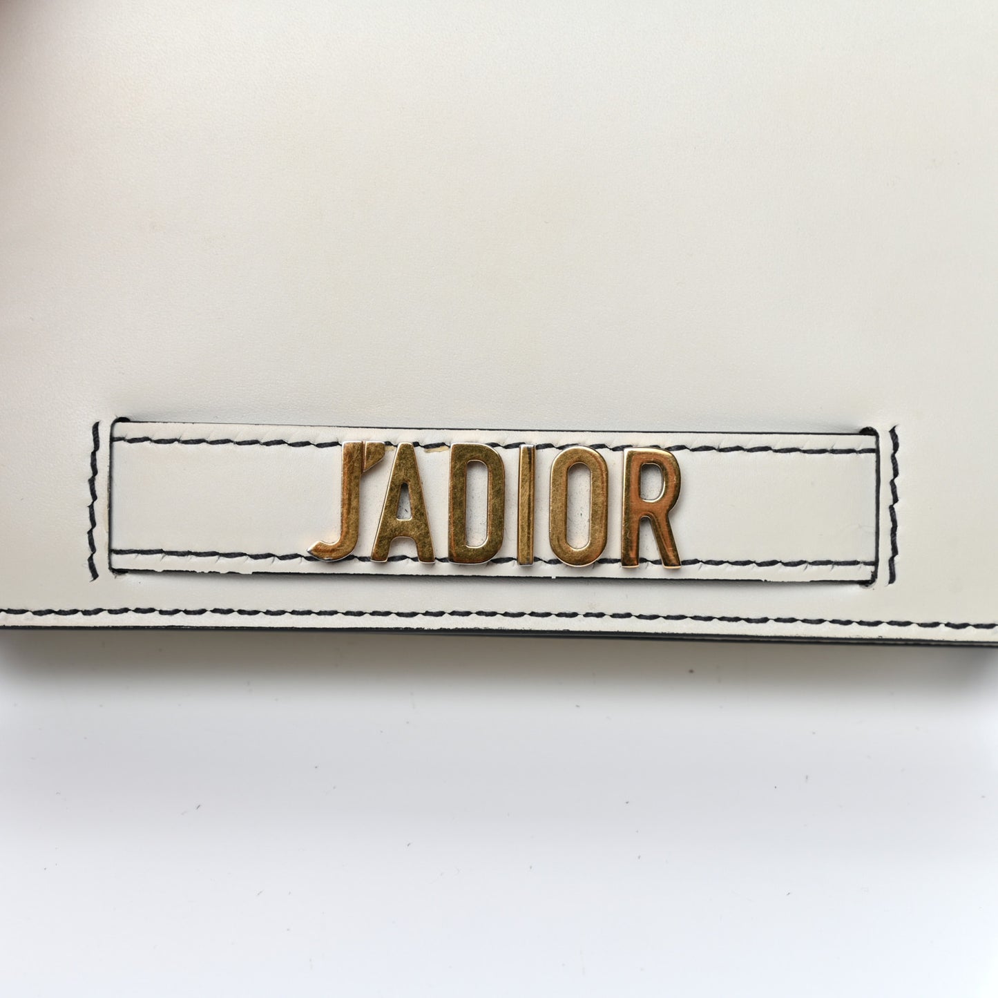 Calfskin J'Adior Wallet on Chain Pouch Off White