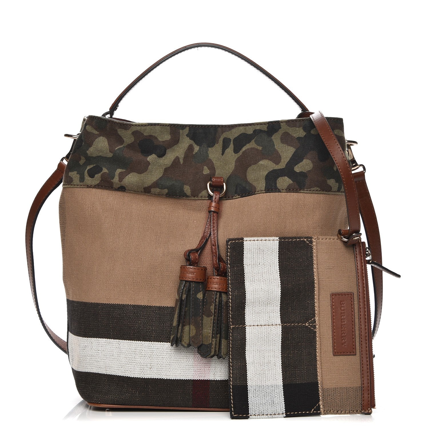 Burberry Canvas Mega Check Camouflage Medium Susanna Hobo Russet Brown 1 of 12