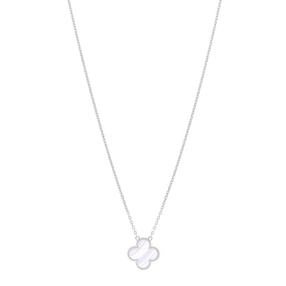 Van Cleef & Arpels 18K White Gold Chalcedony Vintage Alhambra Pendant Necklace 1 of 5