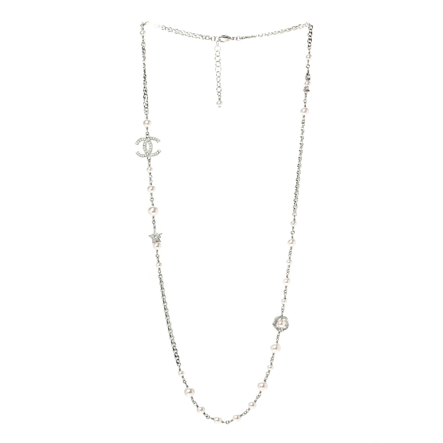 Chanel Pearl CC Star Long Necklace Silver 2 of 4