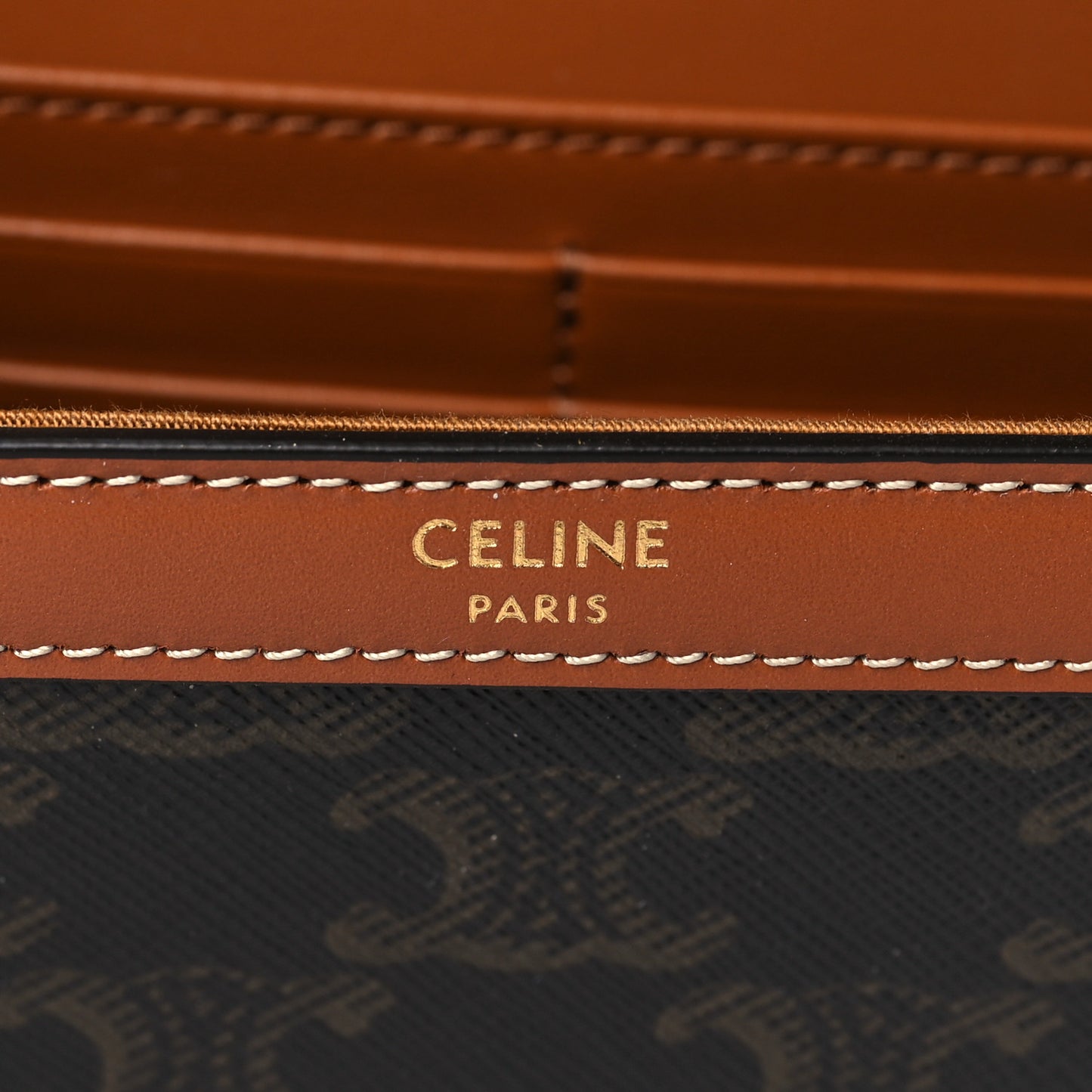 Triomphe Canvas Calfskin Margo Wallet on Chain Tan