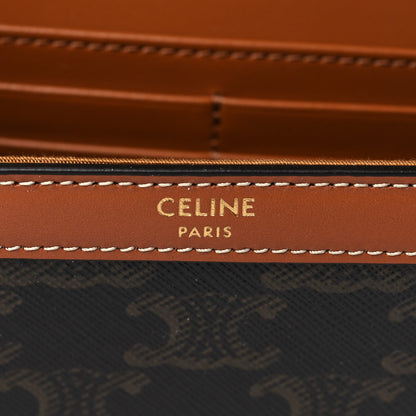 Celine Triomphe Canvas Calfskin Margo Wallet on Chain Tan 6 of 9