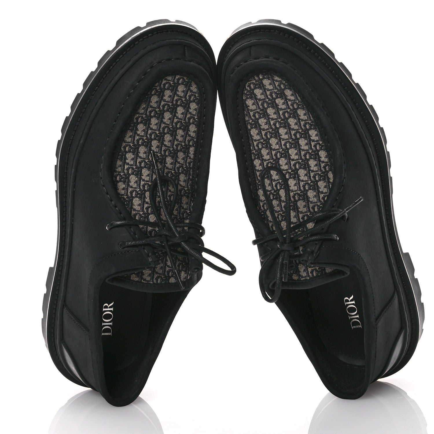 Christian Dior Nubuck Calfskin Oblique Explorer Boat Shoe 43 Black