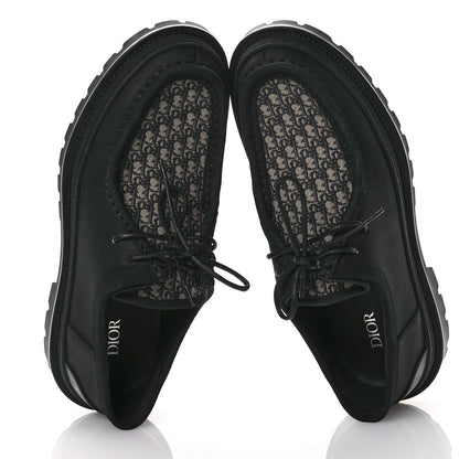 Christian Dior Nubuck Calfskin Oblique Explorer Boat Shoe 43 Black Beige 2 of 9