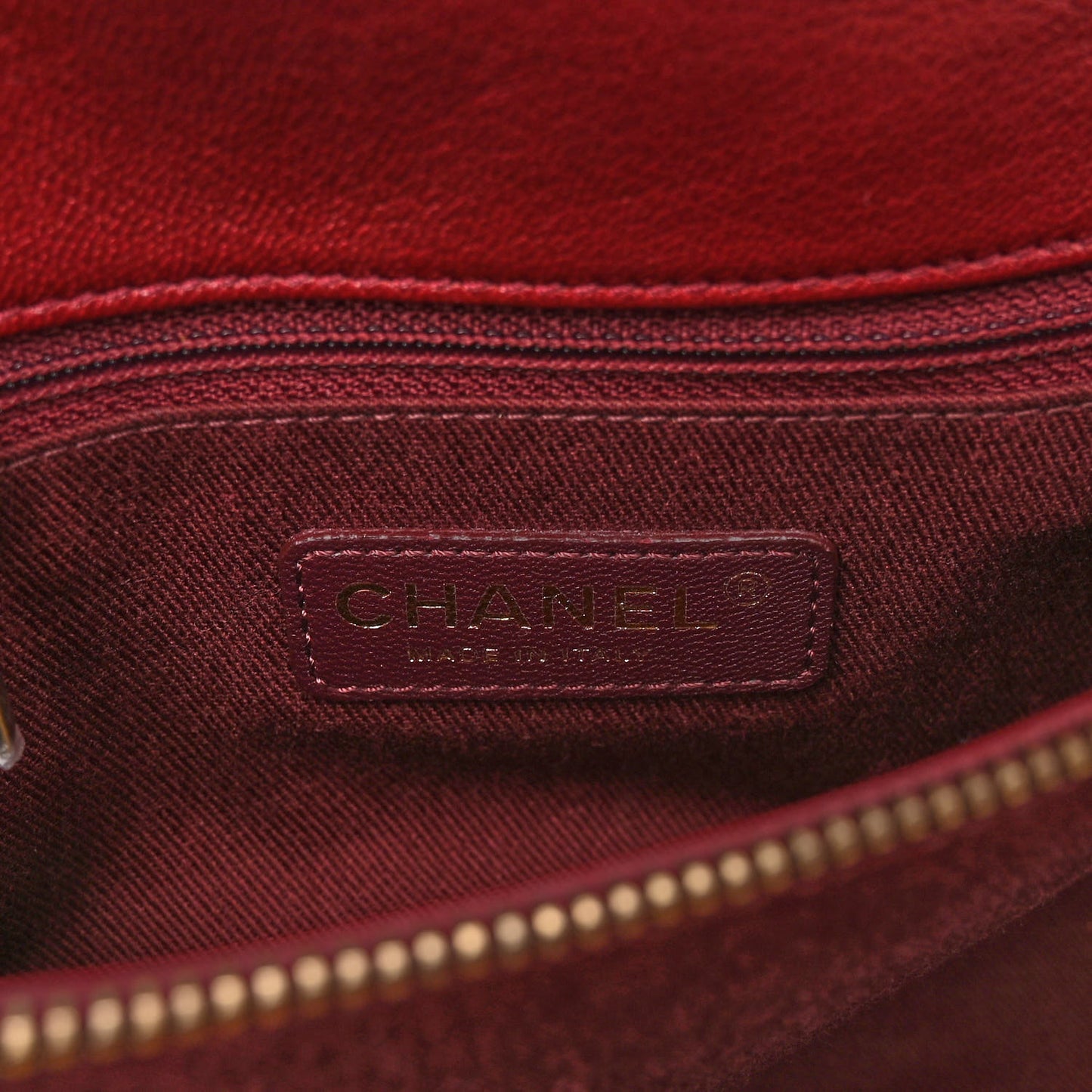 Patent Goatskin Quilted Small CC Eyelet Tote Burgundy