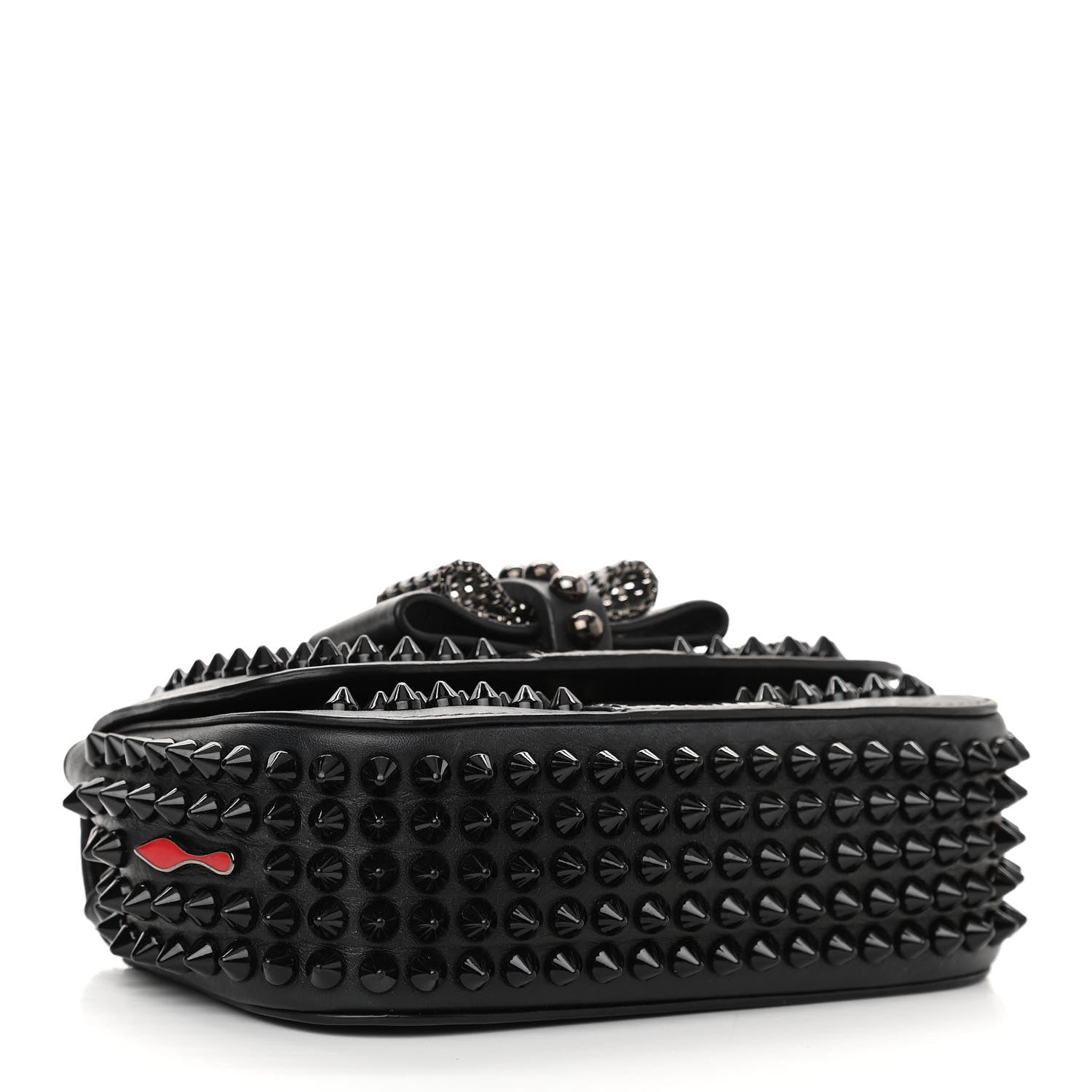 Christian Louboutin Calfskin Spikes Sweety Charity Crossbody Bag Black 4 of 13