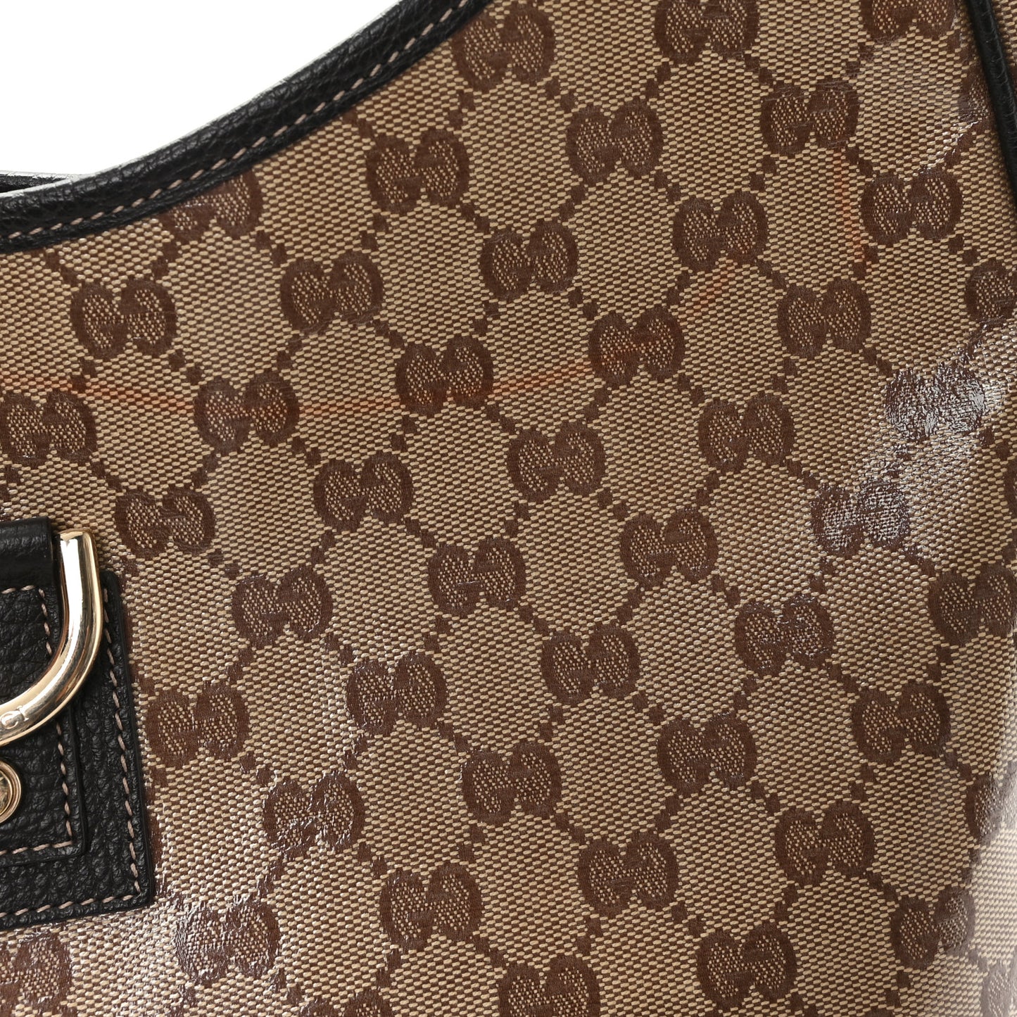 Crystal Monogram Large Abbey D Ring Hobo Dark Brown