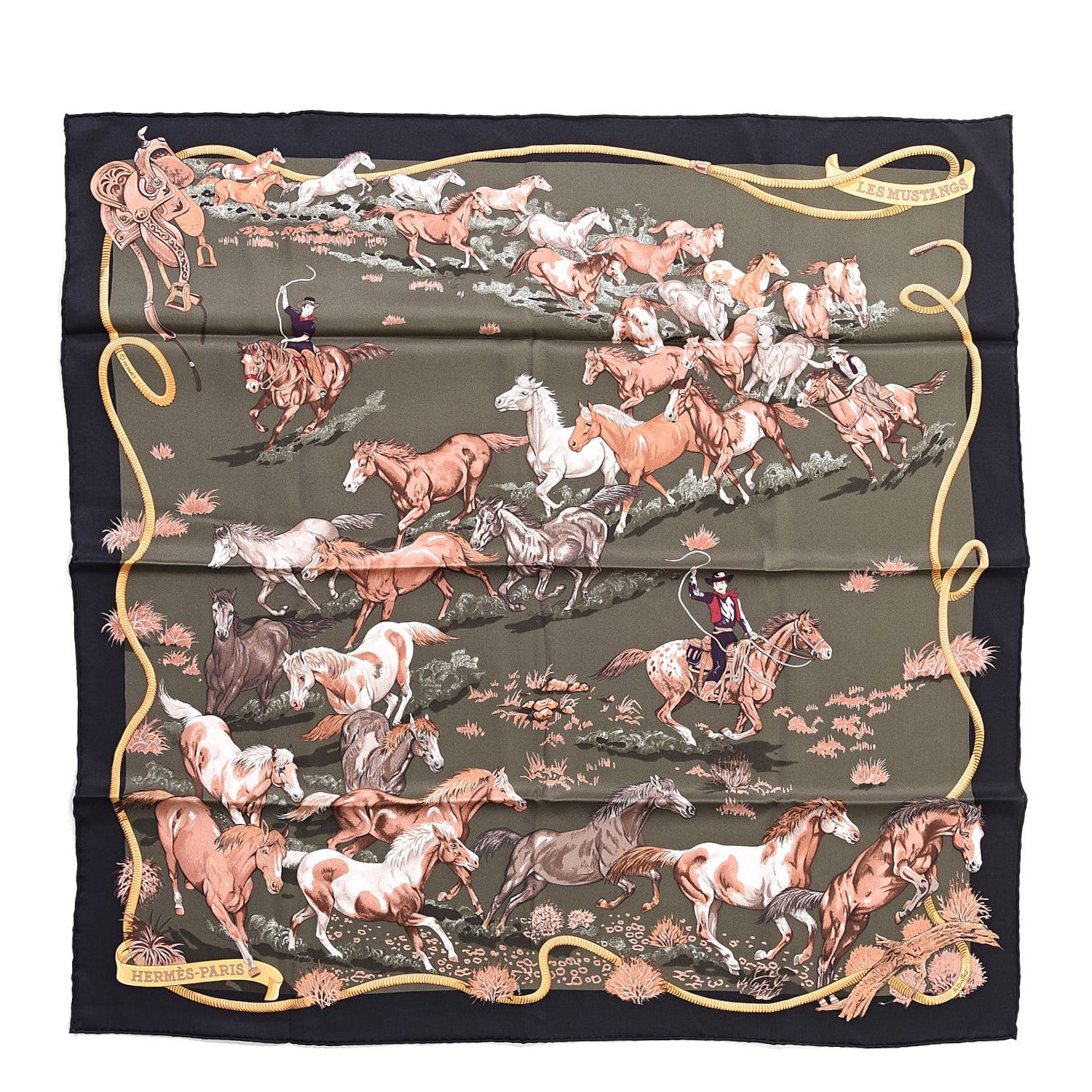 Hermes Silk Les Mustangs Scarf 70 1 of 8