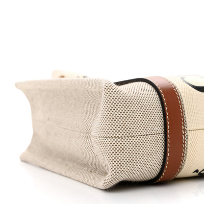 Chloe Cotton Calfskin Small Woody Ribbon Tote With Strap White Brown 9 of 10
