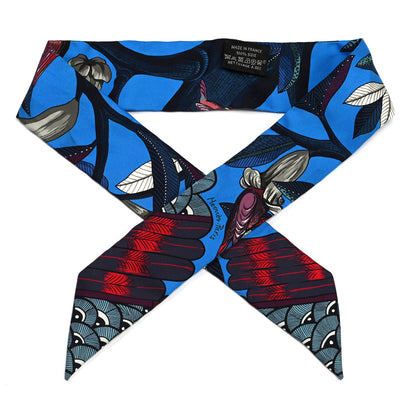 Hermes Silk Tree Of Song Twilly Cobalt Rouge 1 of 4