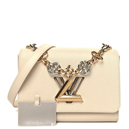 Louis Vuitton Epi Twist Monogram Flower Chain Shoulder Bag MM Quartz White 1 of 11