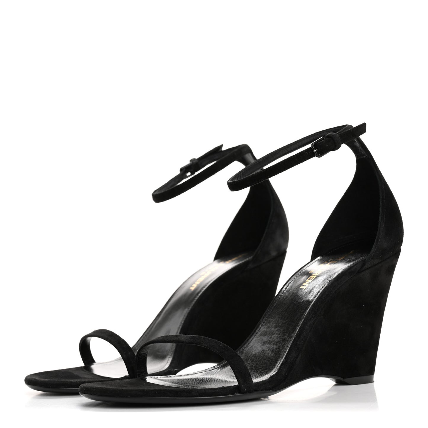 Suede Lila Wedge Sandals 37 Black