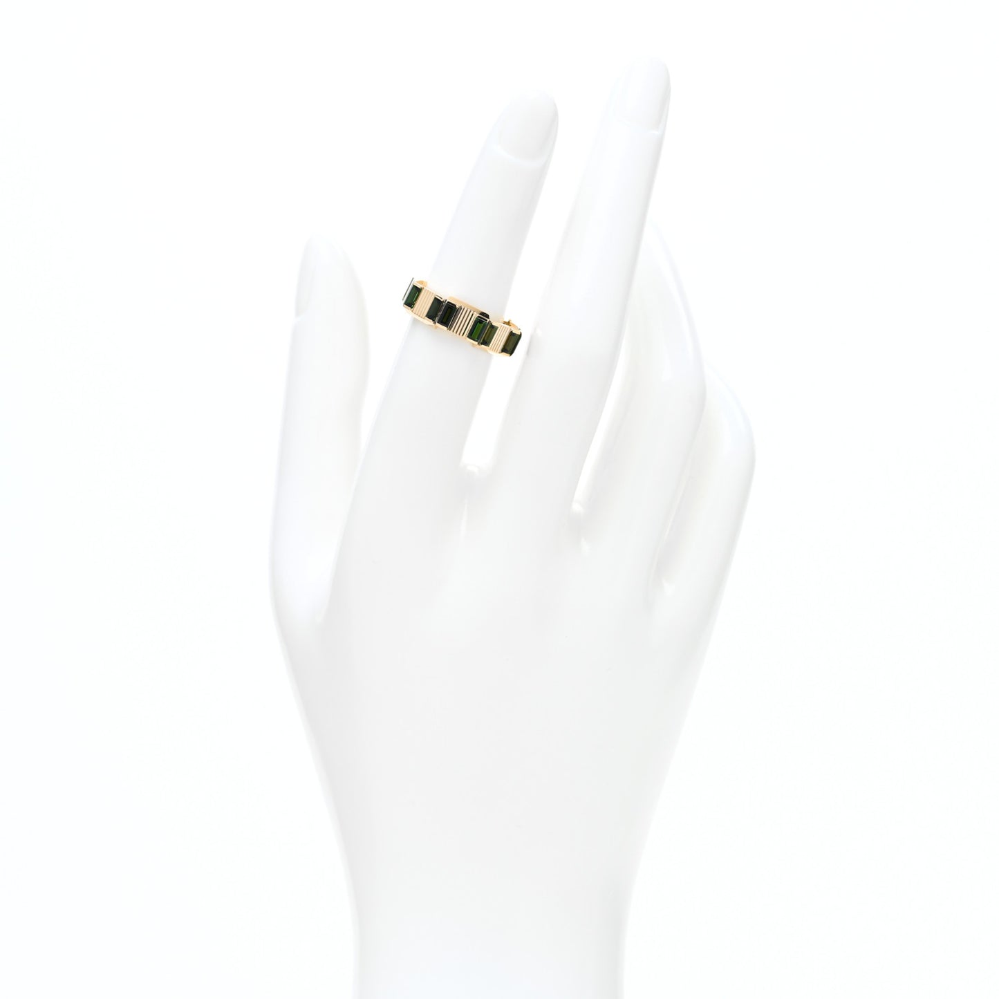 18K Yellow Gold Green Tourmaline 7mm Link to Love Ring 51 5.75