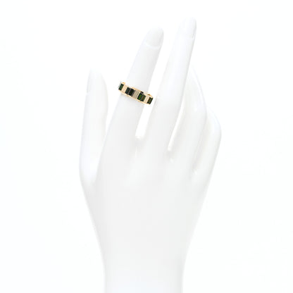 Gucci 18K Yellow Gold Green Tourmaline 7mm Link to Love Ring 51 5.75 2 of 4