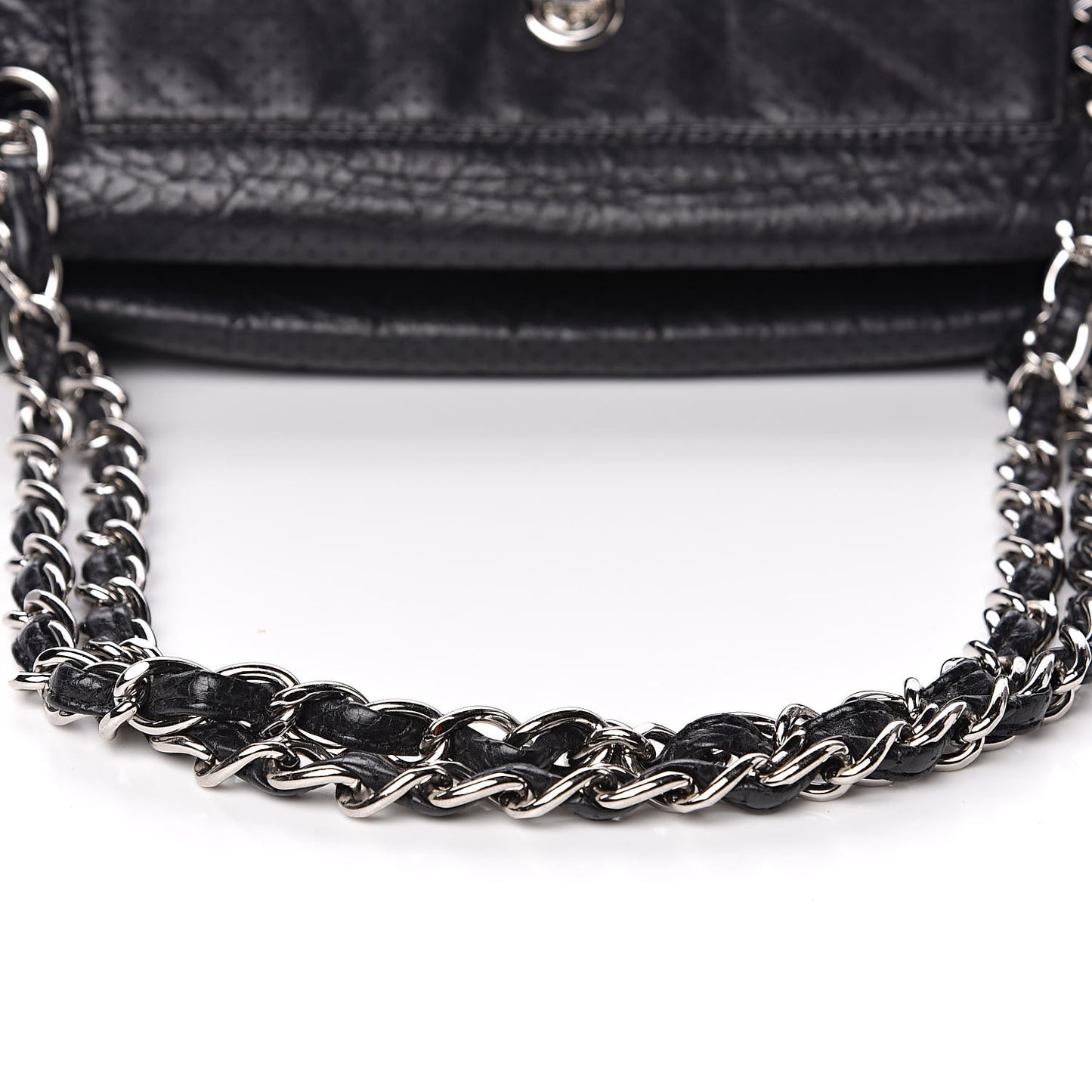 Calfskin Perforated 50's Satchel Black
