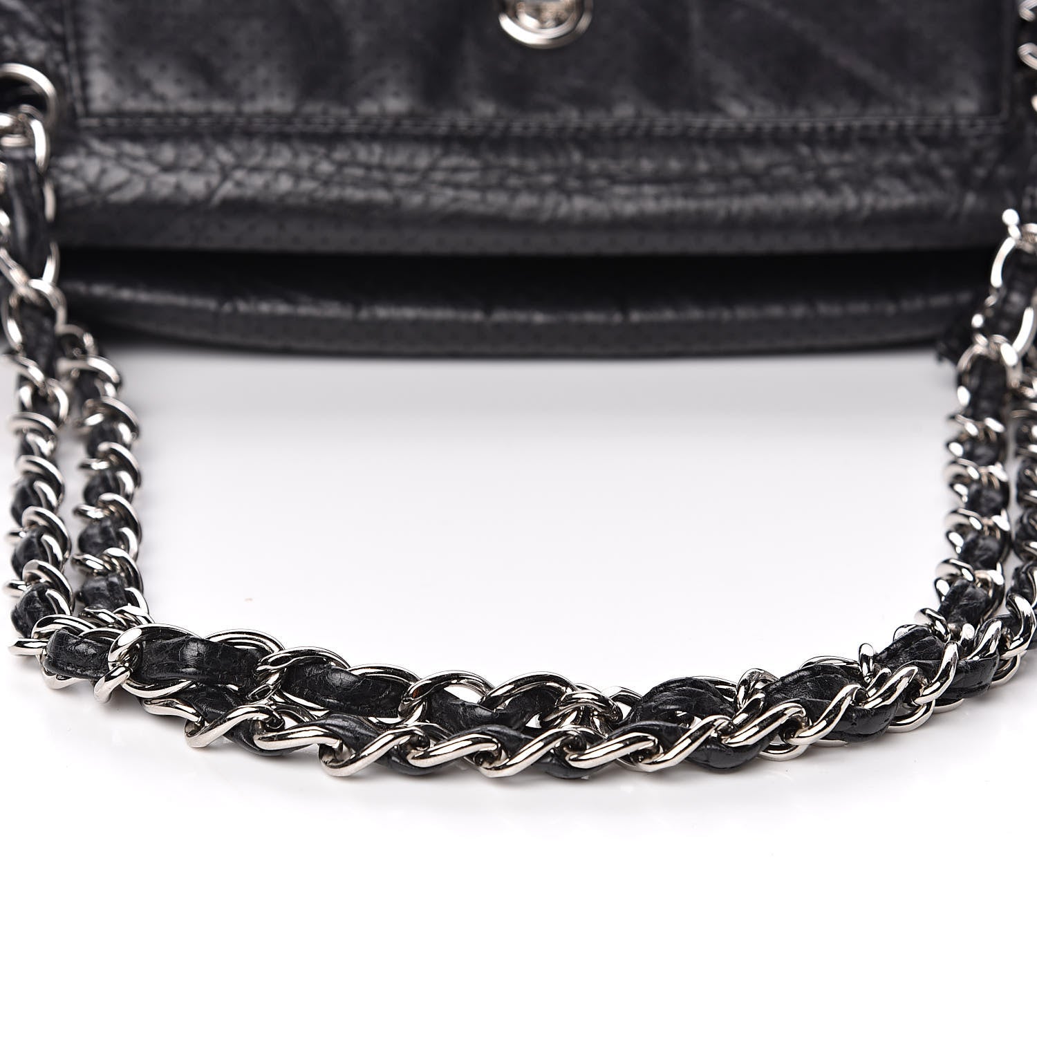 Chanel Calfskin Perforated 50's Satchel Black 11 of 12