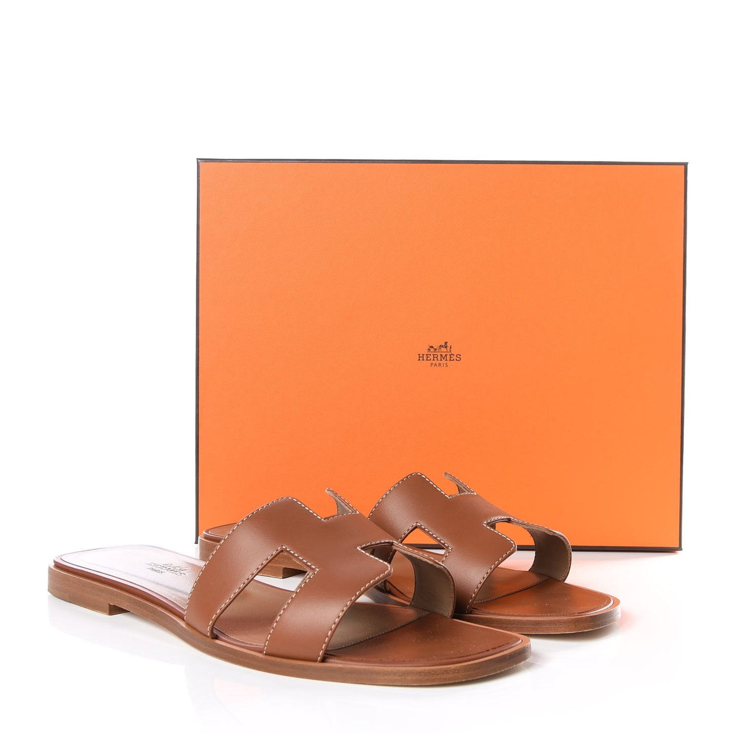 Box Calfskin Oran Sandals 39.5 Gold