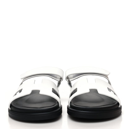 Hermes Calfskin Womens Chypre Sandals 37.5 White 2 of 9