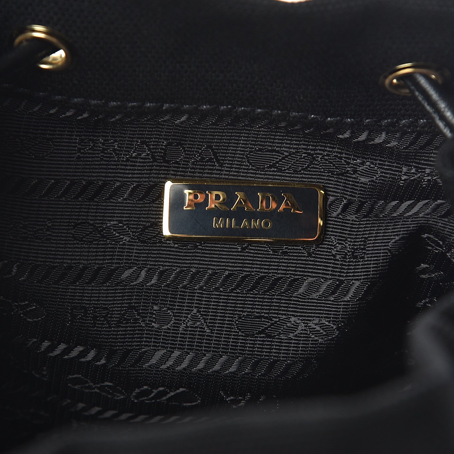 Prada Wicker Canvas Bucket Bag Black 5 of 8