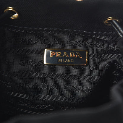 Prada Wicker Canvas Bucket Bag Black 5 of 8