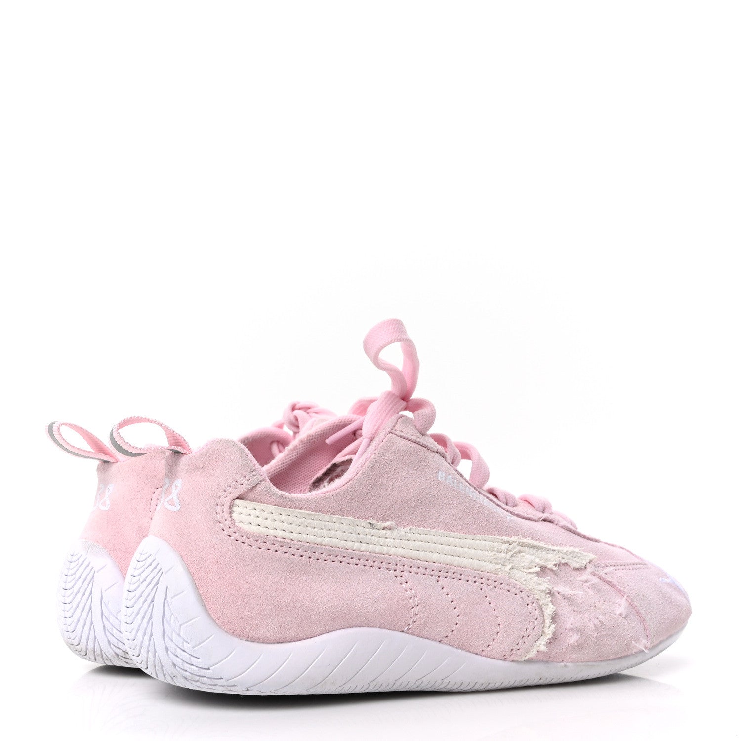 Balenciaga X PUMA Suede Distressed Mens Speedcat Sneakers 38 White Pink 4 of 8