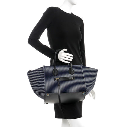 Celine Cotton Canvas Striped Medium Phantom Luggage Navy White 2 of 9