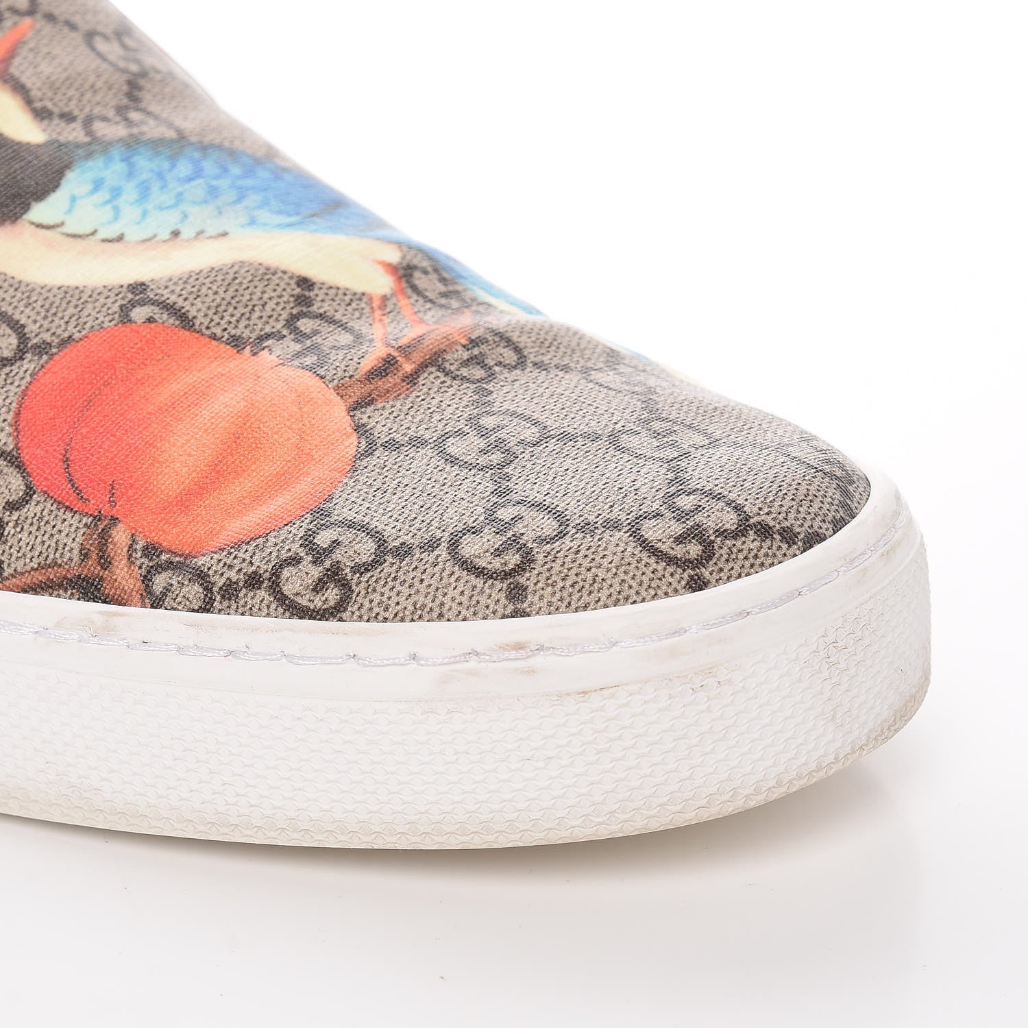 Gucci GG Supreme Monogram Tian Mens Dublin Slip On Sneakers 13 Beige Multicolor Red 16 of 18