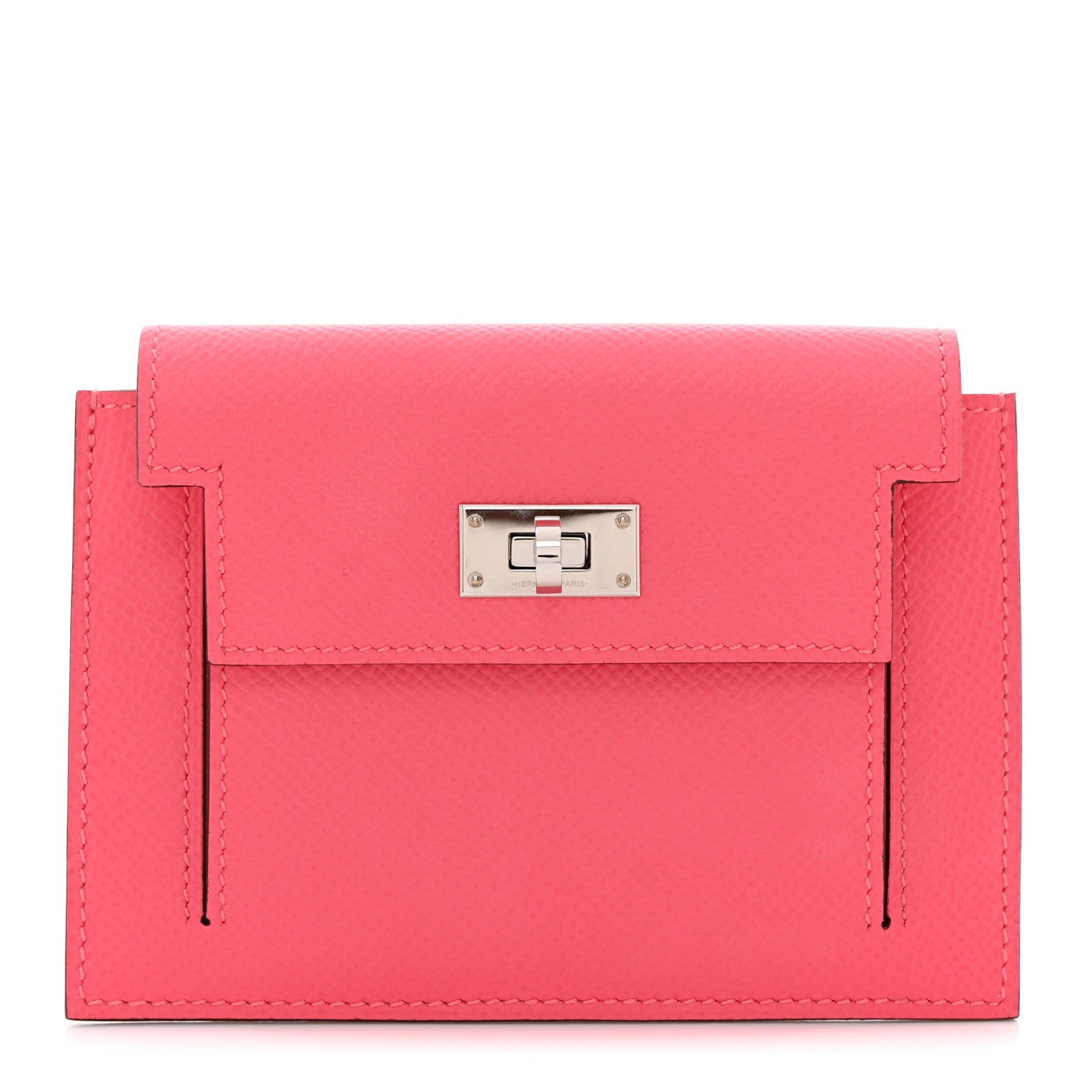 Hermes Epsom Kelly Pocket Compact Wallet Rose Azalee 1 of 8