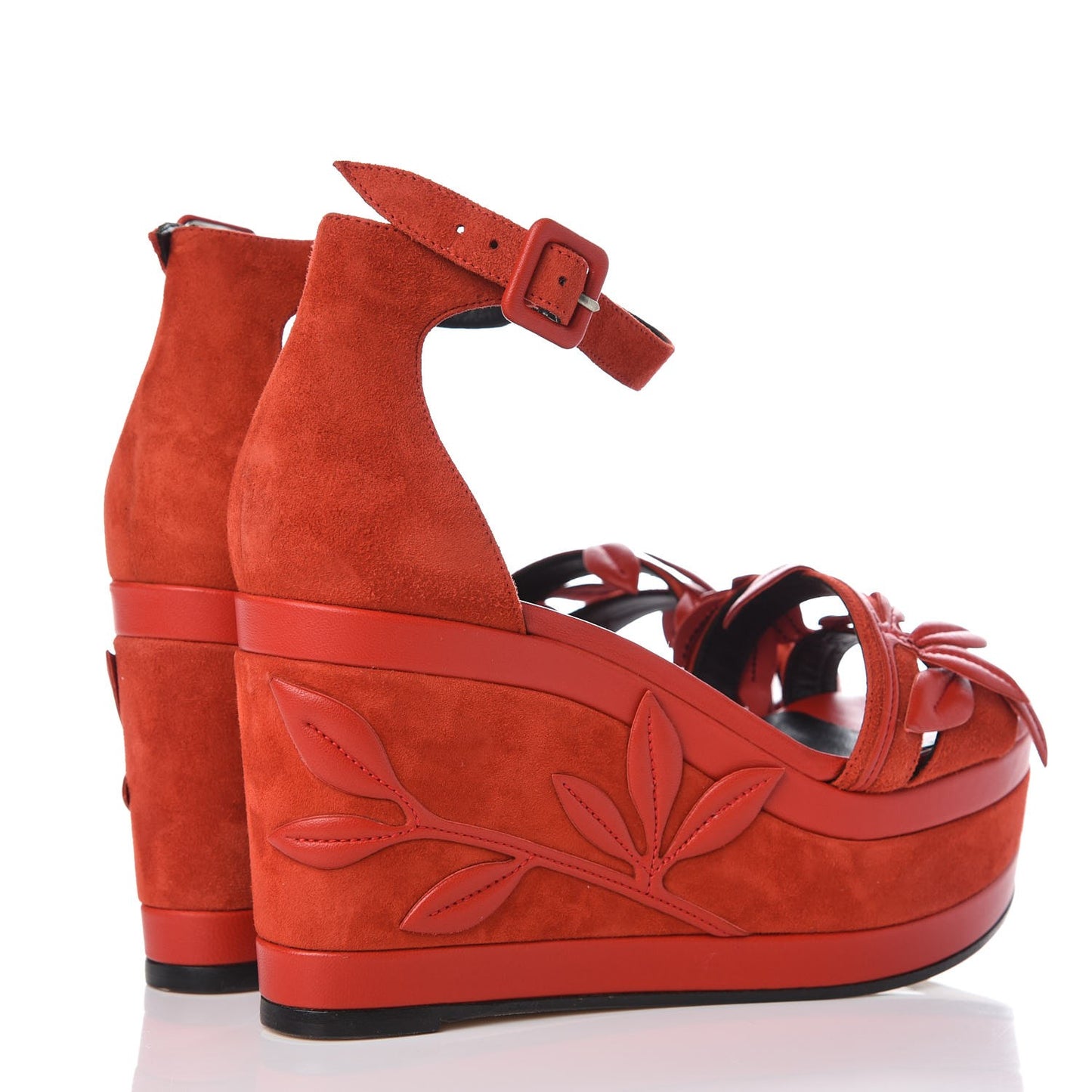 Suede Goatskin Mambo Wedge Sandals 36.5 Jasper Rouge