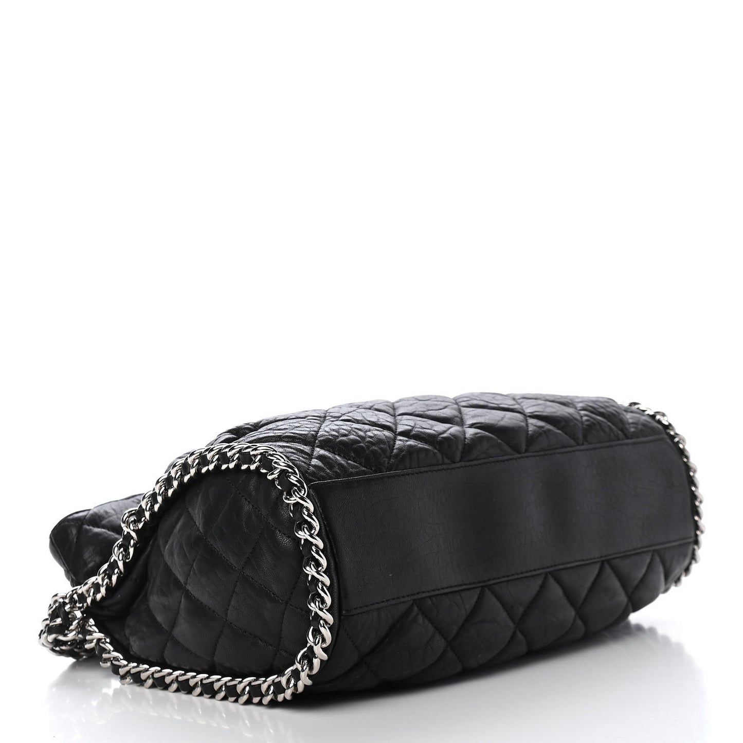 Washed Lambskin Chain Around Hobo Black