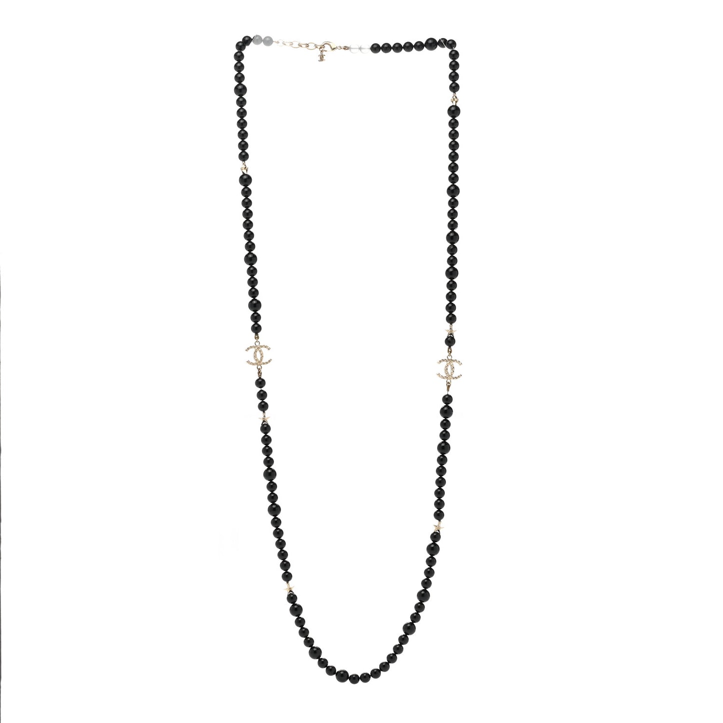 Beaded CC Star Necklace Black