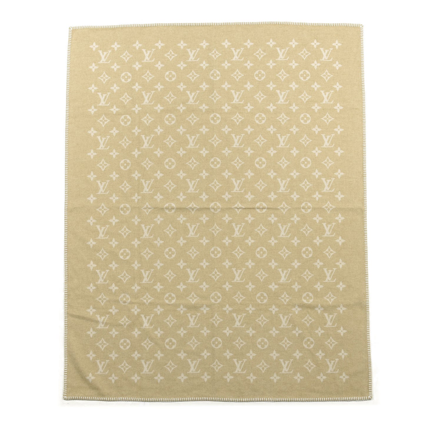 Wool Cashmere Monogram Blanket Beige