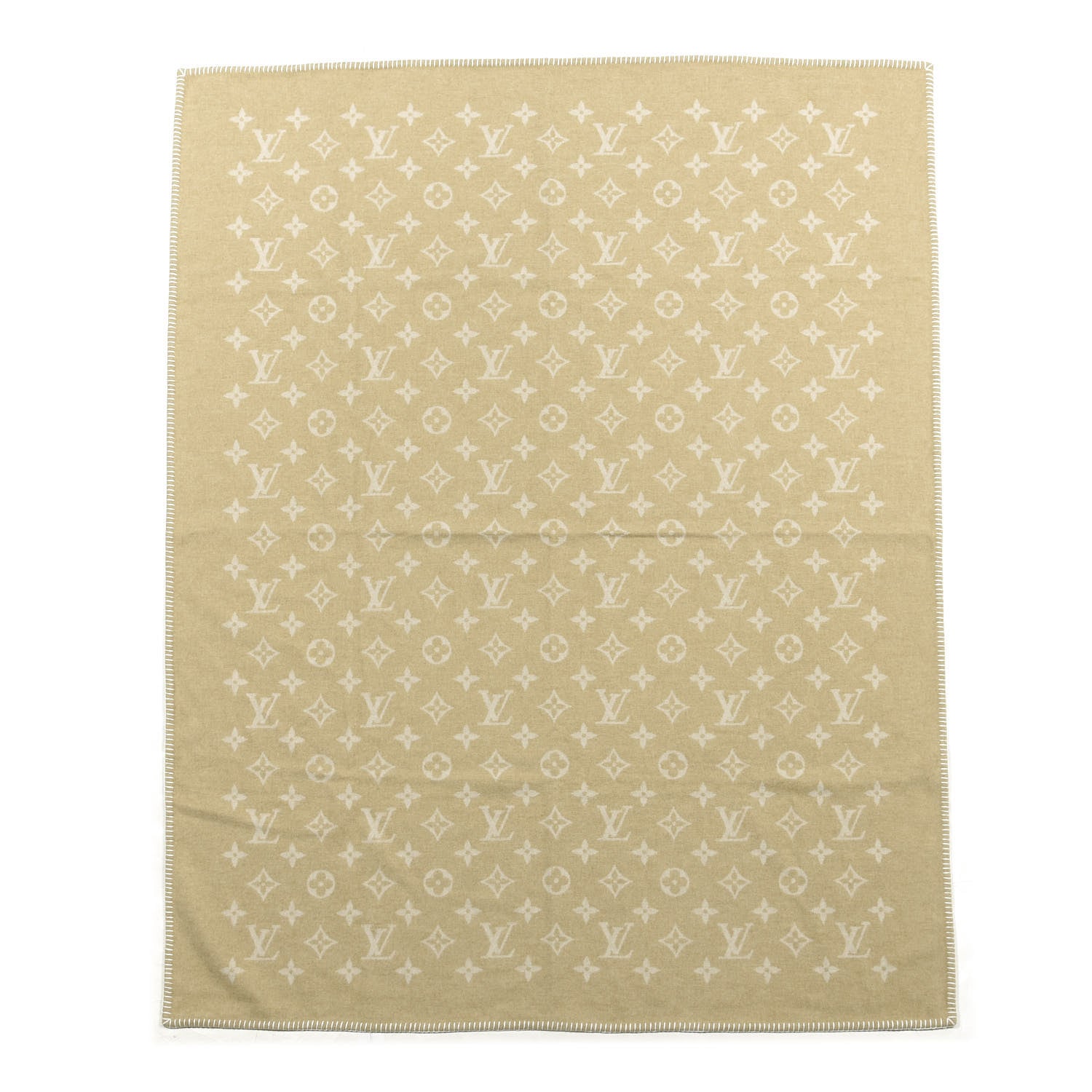 Louis Vuitton Wool Cashmere Monogram Blanket Beige 1 of 2