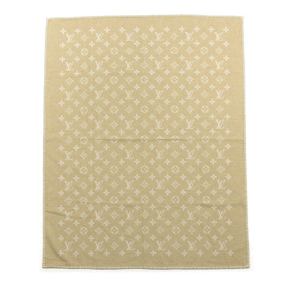 Louis Vuitton Wool Cashmere Monogram Blanket Beige 1 of 2