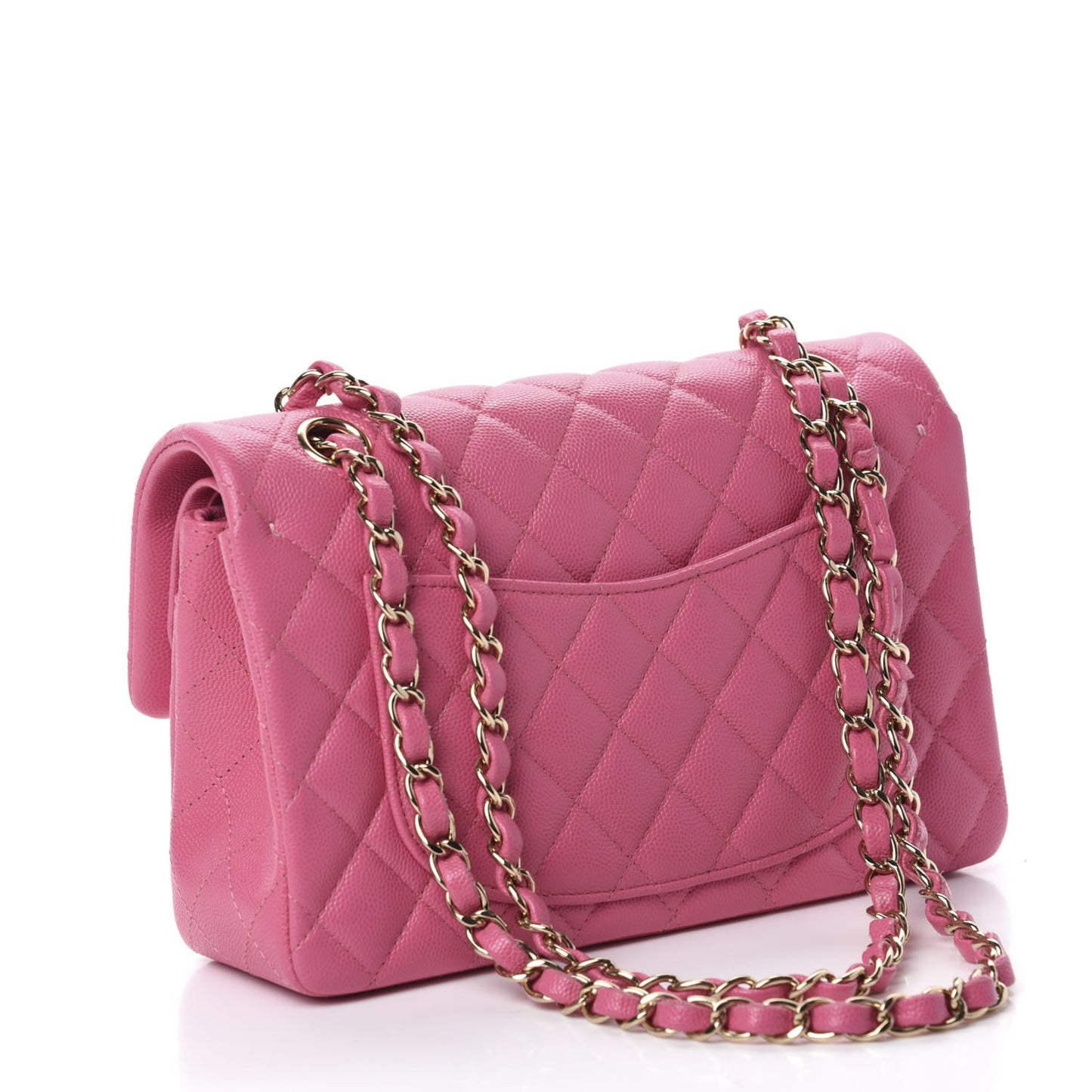 Caviar Quilted Small Double Flap Pink