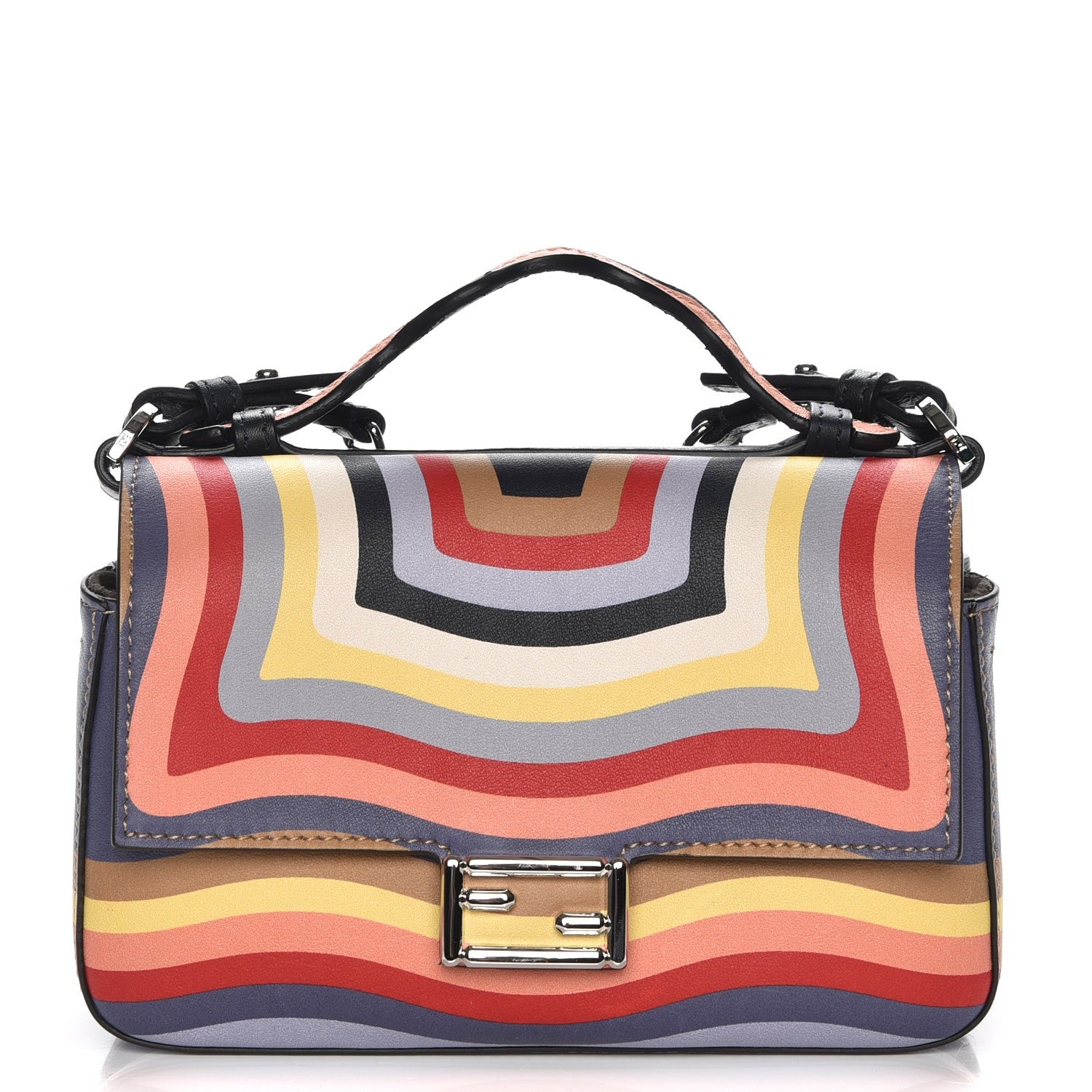 Fendi Vitello Dolce Hypnotic Micro Double Baguette Multicolor Blue Notte 1 of 6