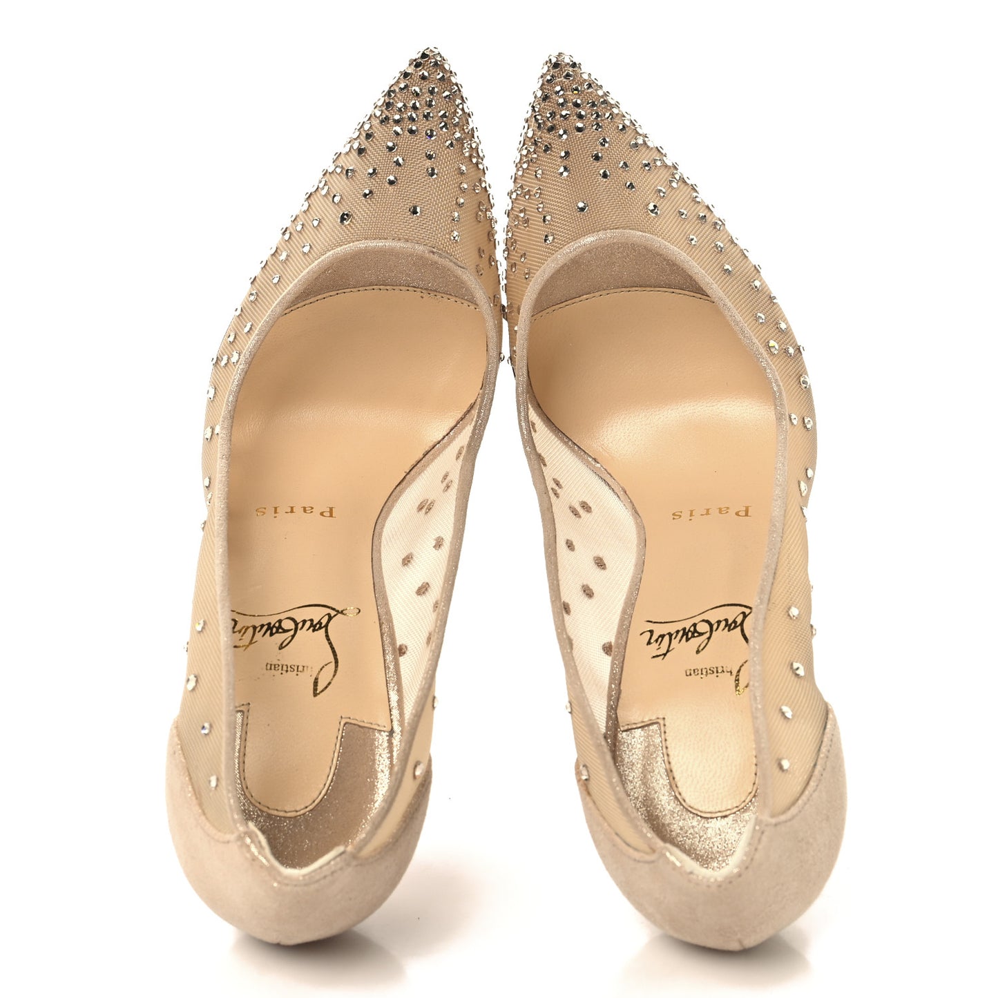 Suede Silk Crystal Strass Follies 100 Pumps 36 Light Silk