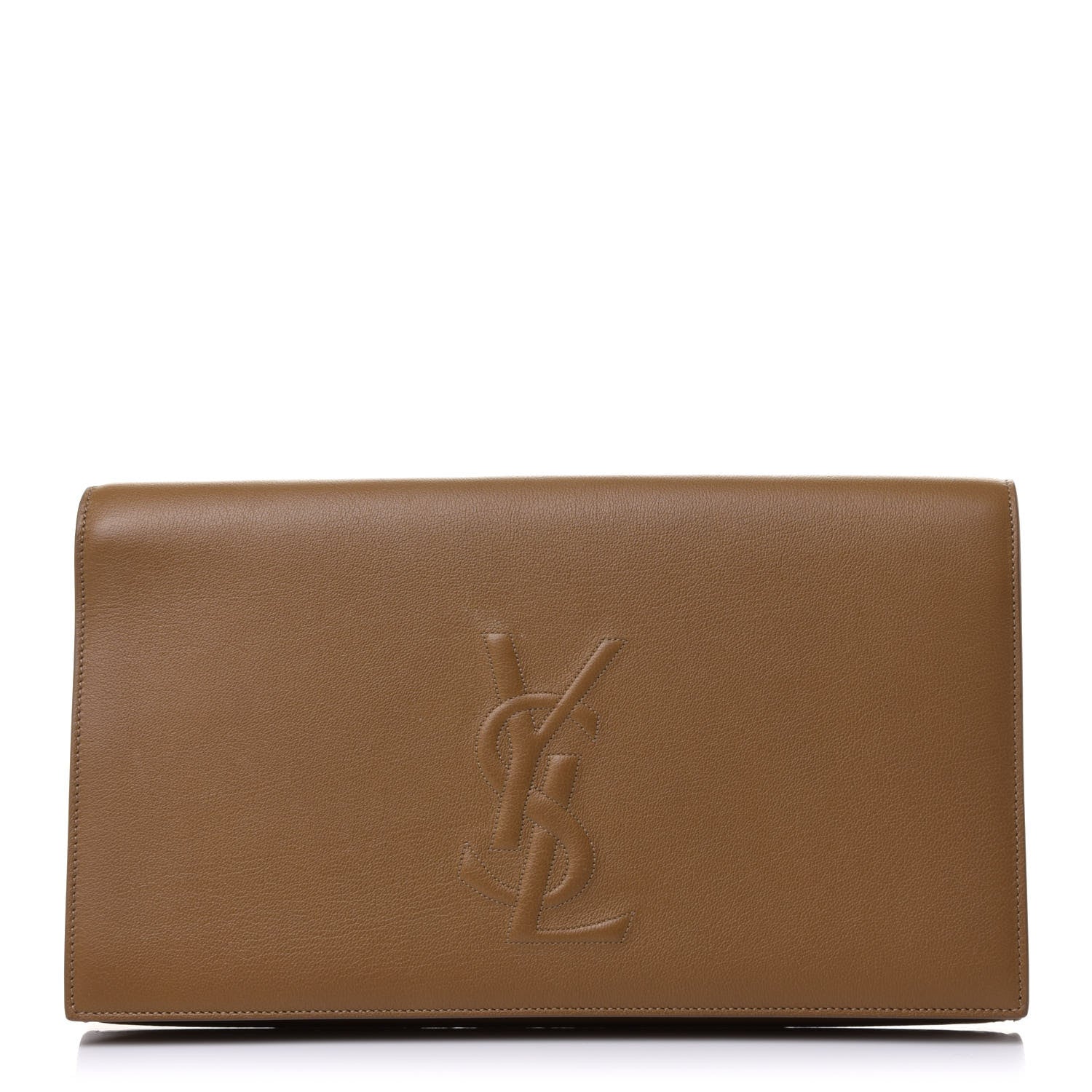 Saint Laurent Calfskin Monogram Large Belle De Jour Clutch Beige 1 of 12