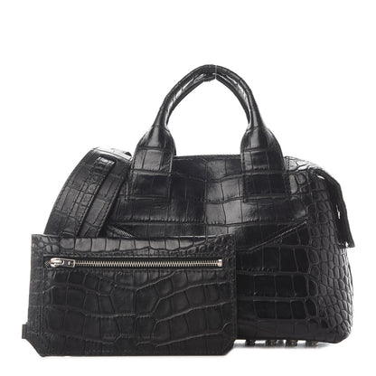 Alexander Wang Calfskin Crocodile Embossed Small Rogue Satchel Black Silver Hardware 1 of 8